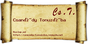 Csanády Tonuzóba névjegykártya